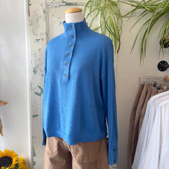 Indi & Cold // Button Neck Blue Sweater