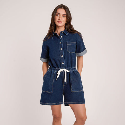 Yoga Jeans // Botanical Blue Romper