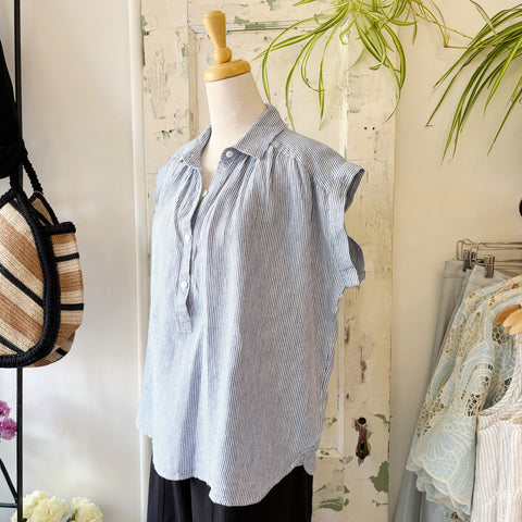 Naïf // Mirna Top Blue Stripe Linen