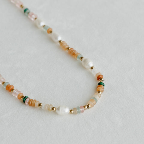 Petite Gold  // Amelie Necklace Gemstones and Pearls