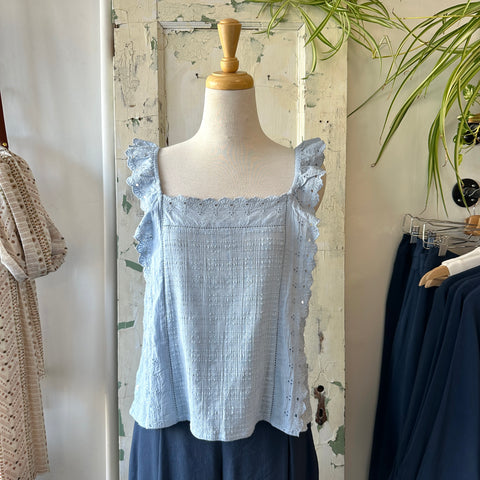 Indi & Cold // Strappy Lace Top Sky