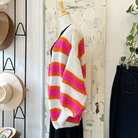 Astrid // Fuschia Granny Stripe Cardi