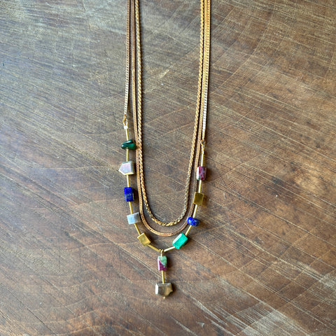 Souvenir // Brass Long Pearl Necklace