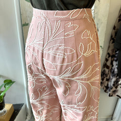 Marigold // Diana Pants Pink Embroidered Denim