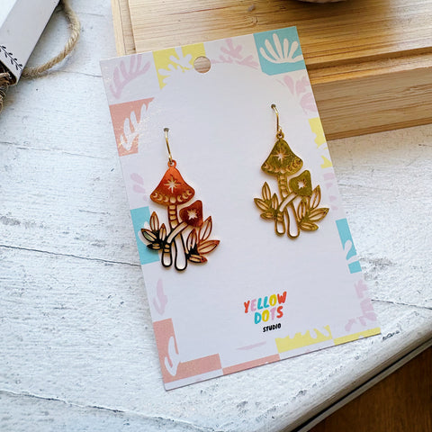 Yellow Dots Studio //  Brass Mushroom Earrings