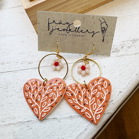 Frug //  Hearts & Flowers Brass Earrings