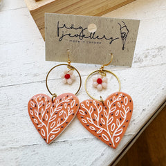 Frug //  Hearts & Flowers Brass Earrings