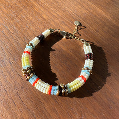 Miiken // Beaded Bracelet Pearl stripe with extender