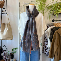 Indi & Cold // Embroidered Boho Scarf Carbon