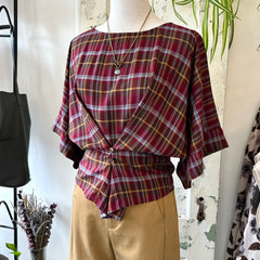 Indi & Cold // Bordeaux Multi Check Blouse
