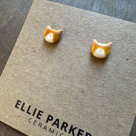 Ellie Parker // Ceramic Orange Cat Stud