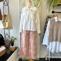 Marigold // Diana Pants Pink Embroidered Denim