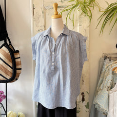 Naïf // Mirna Top Blue Stripe Linen