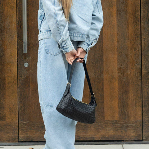 RISA // Rhea Handwoven Shoulder Bag Black
