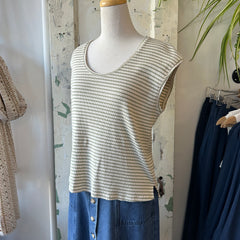 Indi & Cold // Boxy Striped Tee Khaki