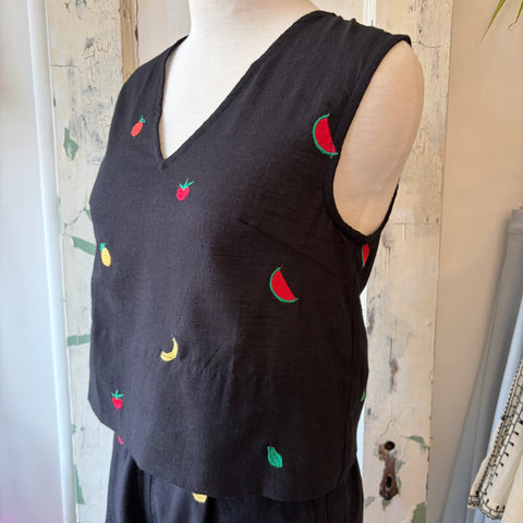 Compania Fantastica // Fruit Salad Print Top Black