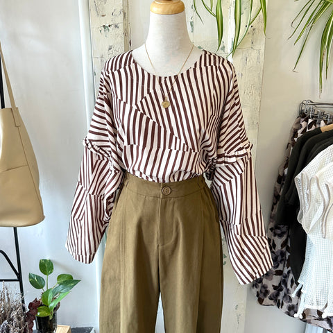 Eve Gravel // Emilio Top Mocha Stripe