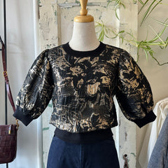 Astrid // Black Gold Sparkle Top