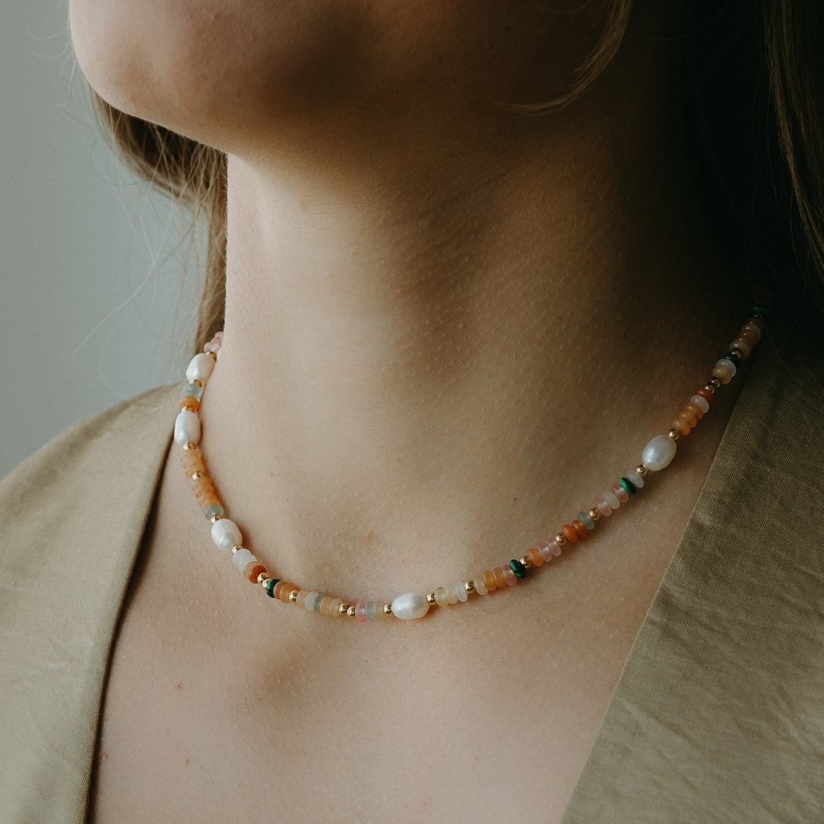 Petite Gold  // Amelie Necklace Gemstones and Pearls