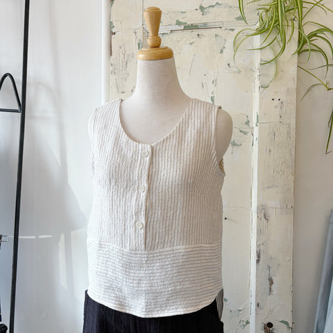 Jennifer Glasgow // Deva Top Ivory Stripe