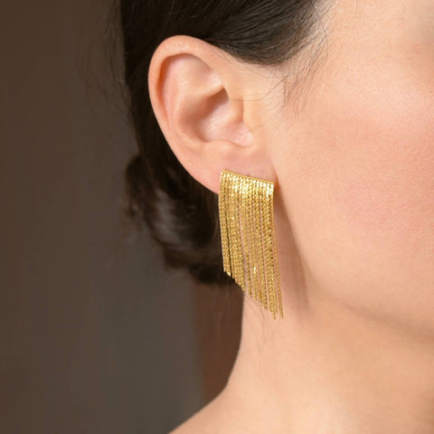 Blue Eye Jewelry // Tassel Earrings 18K Gold Plate