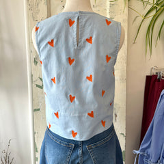 Compania Fantastica // Hearts Embroidered Top