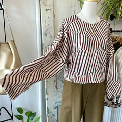Eve Gravel // Emilio Top Mocha Stripe
