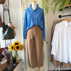 Indi & Cold // Button Neck Blue Sweater