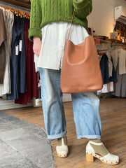 RISA // Pocket Tote Upcycled Leather Tan
