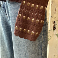 Compania Fantastica // Mini Flower Cardigan Brown