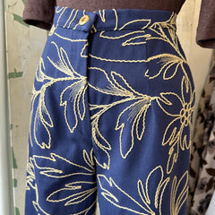Marigold // Diana Pants Navy Embroidered Denim