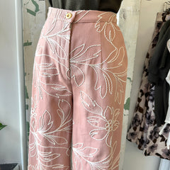 Marigold // Diana Pants Pink Embroidered Denim