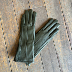 Club Rochelier // Ivy Green Leather Gloves Long