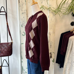 Indi & Cold // Argyle Cardigan Merlot