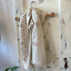Indi & Cold // Embroidered Boho Scarf Ecru