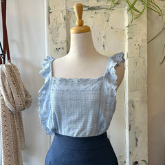 Indi & Cold // Strappy Lace Top Sky
