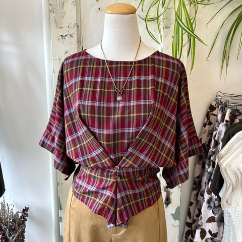 Indi & Cold // Bordeaux Multi Check Blouse