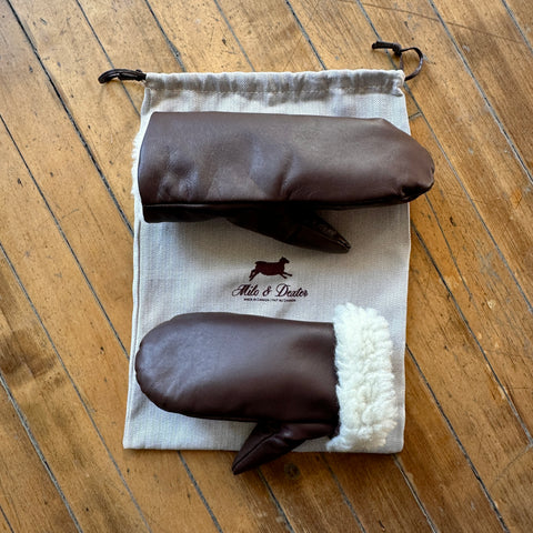 Milo and Dexter // Classic Leather Mittens Brown