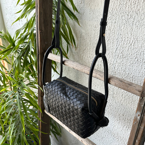 Uppdoo // Crescent Suede Shoulder Bag Black