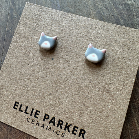 Ellie Parker // Ceramic Grey Cat Stud