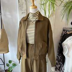 Eve Gravel // Caleb Top Olive Stripe