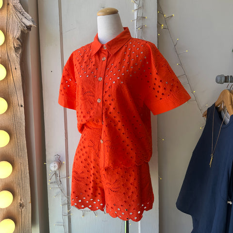 Louizon // Nido Scalloped Shorts Orange