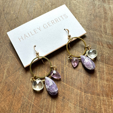 Hailey Gerrits // Azure Earrings Lepidolite