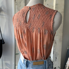 Indi & Cold // Peach Smocked Top