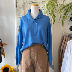 Indi & Cold // Button Neck Blue Sweater