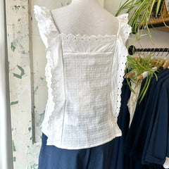 Indi & Cold // White Strappy Lace Top