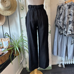 Yoga Jeans // Belted Linen Nora Pant Black