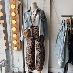 Dr. Denim // Nancy Leopard Denim Barrel