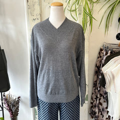 Indi & Cold // V-Neck Grey Sweater with Alpaca