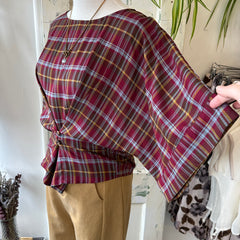 Indi & Cold // Bordeaux Multi Check Blouse